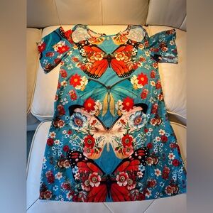 Colorful Butterfly and Floral Dress